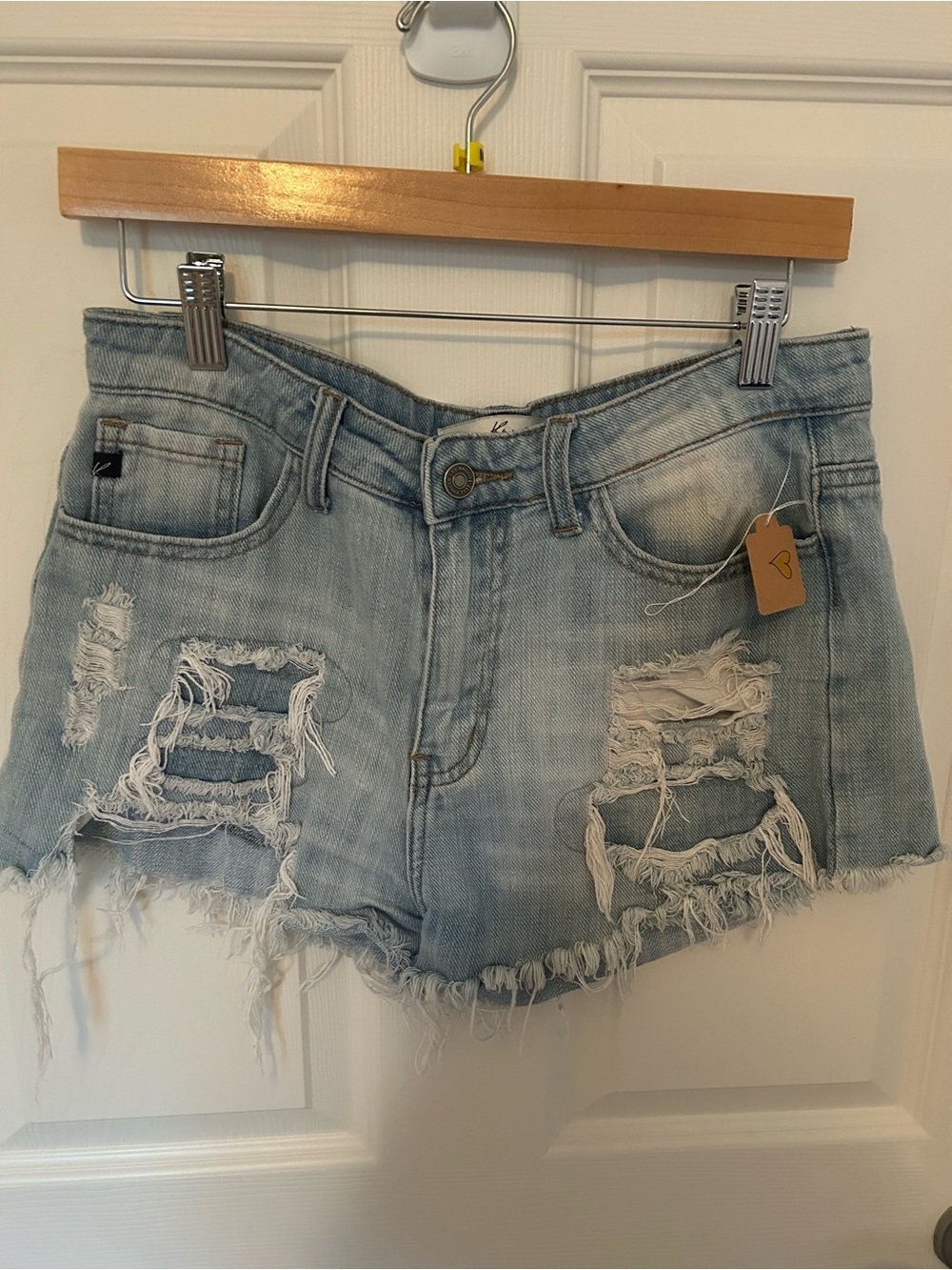 KanCan Light Blue Distressed Denim Shorts size medium
